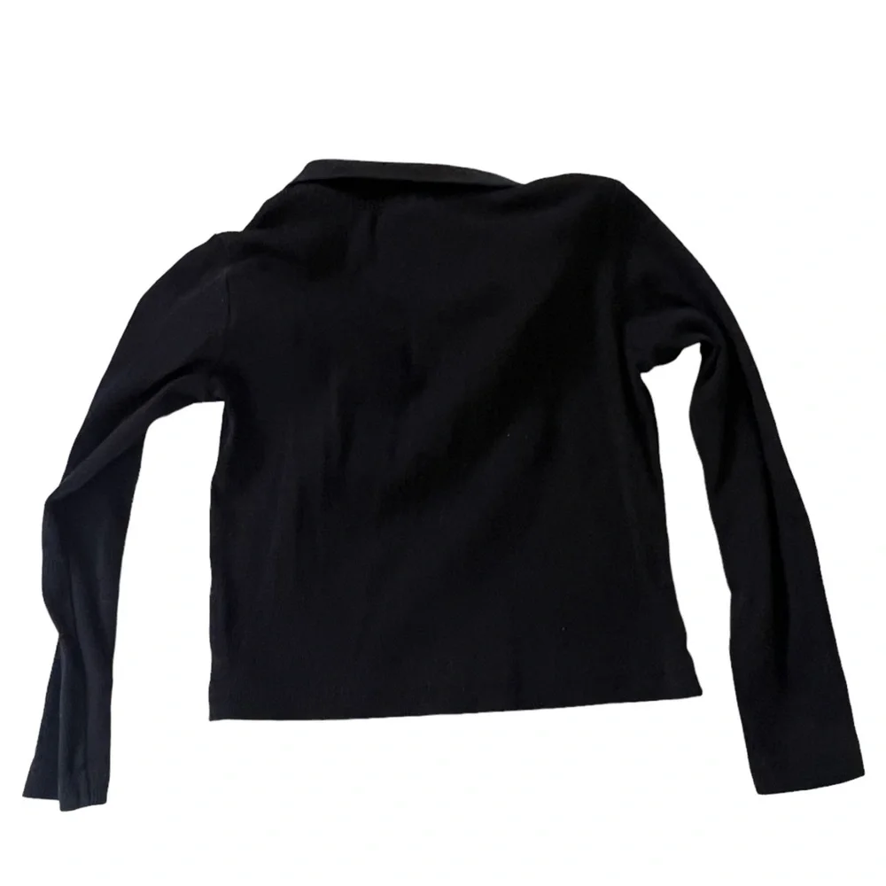 Zara | Black ribbed long sleeve polo shirt size 6